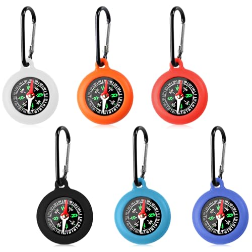 FULHANY 6 Piezas Brujulas De Orientacion,Brujula NiñOsm,Llaveros NiñOs,Adecuado para Senderismo Al Aire Libre Camping