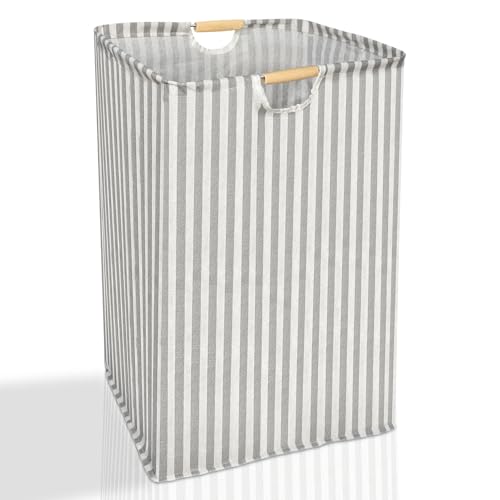 62L Cesto Ropa Sucia，58 x 38 x 28cm，Cesta Ropa Sucia，Cubo Ropa Sucia，Laundry Basket，Se Puede Utilizar en el Lavadero, el Baño y Para Guardar los Juguetes de los Niños (Raya)