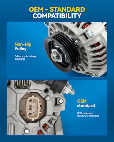 Image of PHILTOP New Alternator 13330N Compatible with 1996-2000 Honda Civic SOHC,1997-2000 Acura EL,70Amp Replace A5TA4891,A5TA1191,AHGA27,AHGA39,31100P2FC02,31100P2FC01,13330,13330N,90273215,8886236 | Fits 1996-1998 Honda Civic L4 1.6L, Replacement OE A5TA4891, A5TA1191, AHGA27, AHGA39, 31100P2FC02, 31100P2FC01, 13330
