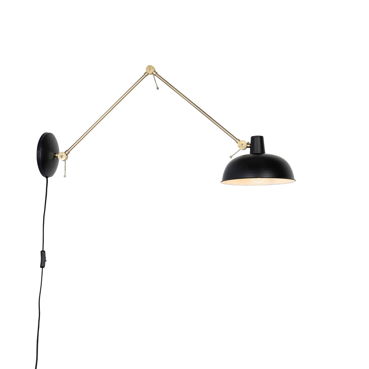 Qazqa ['Black', 'Bronze'] - Retro Black & Bronze Wall Lamp - Suitable For Led E27 | 1 Light - Steel Wall Light - Living Room, Kitchen, Bedroom