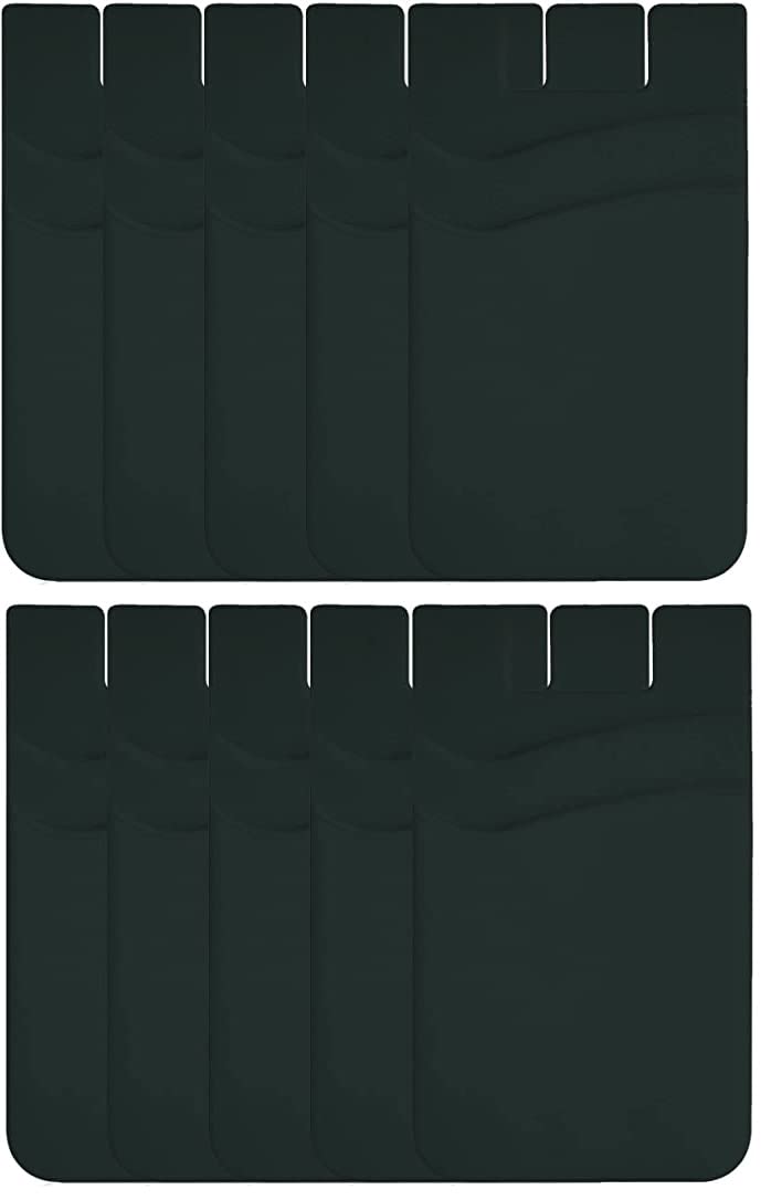 Pack of 10Pcs. Silicone TPU Metro/Credit Card Holder for Back of Mobile or Case,Stick on Phone Back Adhesive Dual Pocket Wallet for All Smart Phones (Black,10 Pack)-image-41