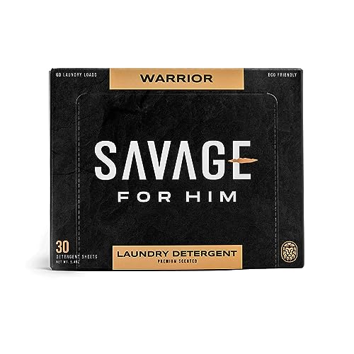 Savage for Him - Premium Scented Laundry Sheets - Warrior Scent - No Plastic Jug - Compact & Travel-Friendly - 30 Sheets (60 Loads)