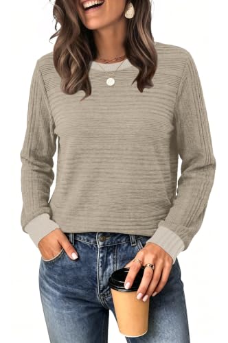 WIHOLL Womens Tops Fall Outfits Long Sleeve Shirts Winter Clothes Apricot S | Dressy Casual, Travel, Vacation, Cruise, Essentials, Teacher, School, 2026, Fashion, Cute, Tunic, Clothing, Comfort - image 1