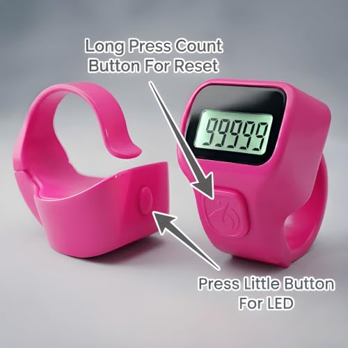 Image of Digital Finger Ring Counter, LCD Display, LED Back Light in Display, up to 99999 (Pack of 1- Any Random Colour Will Be Sent As Per Availability) (Pink)