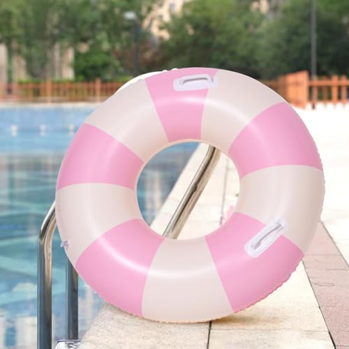 2PCS Large Swimming Pool Tubes Inflatable Pool Floats for Adult Swim Ring Floaties Inflatable Swimming Pool Raft Summer Beach Lounger Float Party Supplies (Pink, 36 inch) - image 3