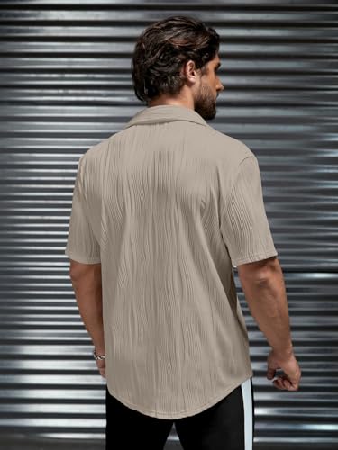 Image of GRECIILOOKS Men Casual Shirt | Stylish Shirt's | Short Sleeve Collared Neck Standard Length | Trendy Button Down Closure Type | Man's Formal Shirts | Solid Slim Regular Fit