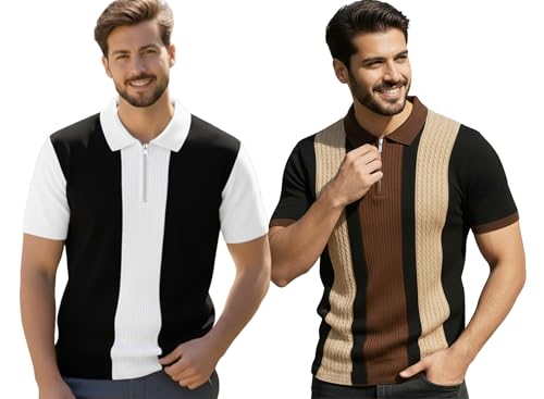 Image of AUSK Men Printed Polo Neck Cotton Blend T-Shirt (Regular Fit, Half Sleeve) || Tshirts for Mens