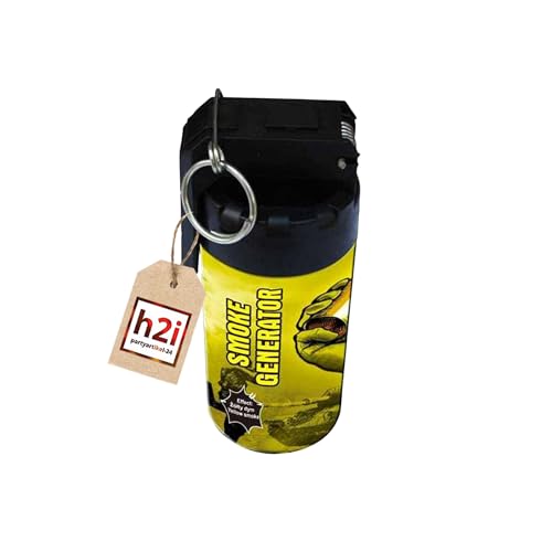 h2i Rauchgenerator mit Reißzünder| 1 Stück | Gelb | +/- 60 sek | Rauch Vulkan Fontäne | Rauchtopf Rauchgenerator Rauchbombe | dichter kräftiger Rauch | Ganzjahresfeuerwerk Kat T1/F1