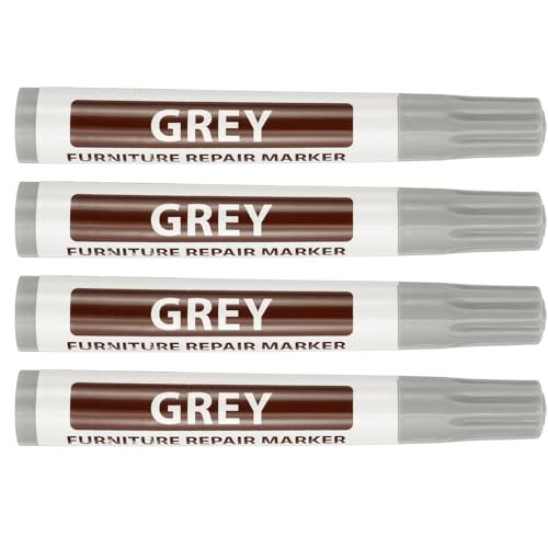 PATIKIL 4Pcs Furniture Markers Touch Up Furniture Repair Kit Wood Markers for Scratches Wood Floor Holes Tables Grey