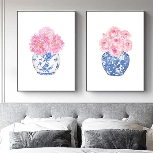 Chinoiserie affiche fleur pivoines roses pour illuminer un salon sombre
