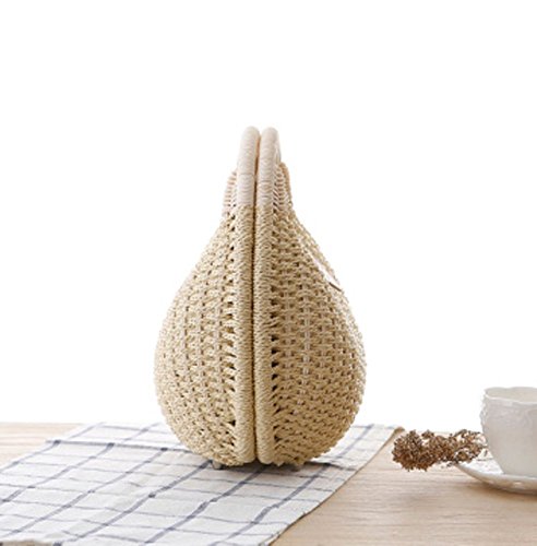 Bolsa tote de mimbre con forma de concha para mujer miniatura 3