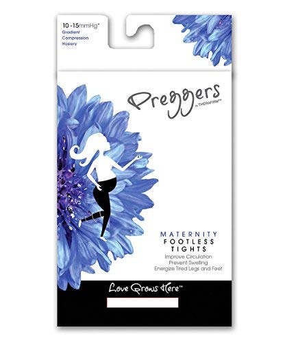 Preggers Maternity Footless Tights - 10-15 Mmhg Gradient Compression (Black, S) #TOP2