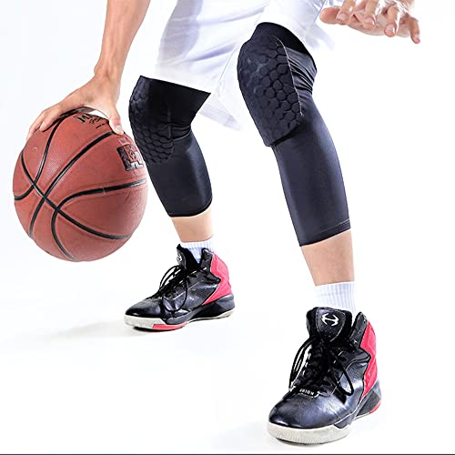 SVDpirit Full Knee Calf Padded Compression Leg Sleeve(1pc),Thigh Sports Protective Gear Shin Brace Support for Football Basketball Volleyball Soccer Baseball Tennis Youth Kids Adult 1001BL