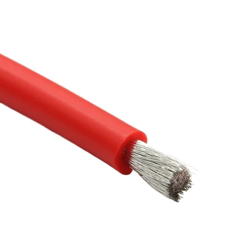 1m Flexible Silicone Wire 2 pin or Black Red 30 28 26 24 22 20 18 16 14 12 10 8AWG Automotive Led lamp Soft Electric Cables(Color:Red,Size:8AWG)