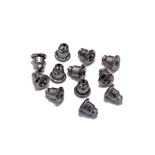 5mm 200pcs Silicone Earring Studs Backs Soft Clear Safety Earing Back Pads Backstops Bullet Clutch Stopper Gun Black Earring Backs Replacement for Hook Earrings (Gun Black)