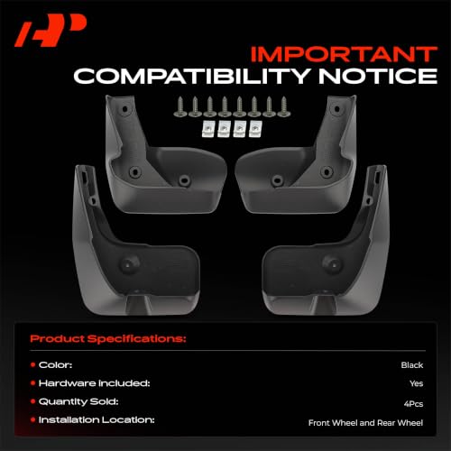 Image of A-Premium Set of 4PCS Mud Flaps Splash Guards Mudflaps Mudguards with Hardware Kits Compatible with Honda Accord 2023-2024, Front & Rear (Driver and Passenger Side) | for Honda Accord 2023-2024, No Drilling Required Mud Guards with Hardware Accessories, Set of 4 Front and Rear