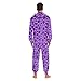 Yuiboo Fashionable Purple Leopard Print Adult Unisex Funny One Piecing Pajamas for Women Hooded Sleepwear Homewear