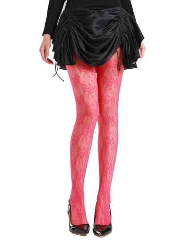 Image of TBFT Guling one pair sexy black or hot pink stockings pantyhose fishnet tights lace leggings for women Christmas rose pattern