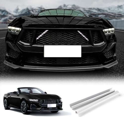 Image of KUNGKIC For 2024 2025 Mustang Grill Inserts Trims ABS V Brace Stripes Wrap Covers Exterior Car Accessories (White)