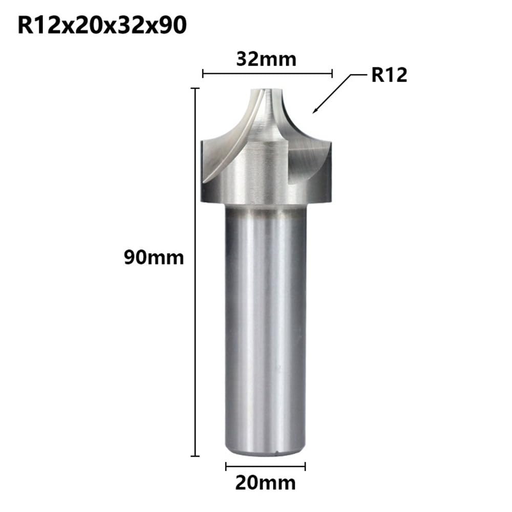 broca de biselado Fresa de redondeo de esquinas HSS de 1 pieza R1-R12, extremo de esquina para CNC, radi0 redondeado(20x32x90MM)