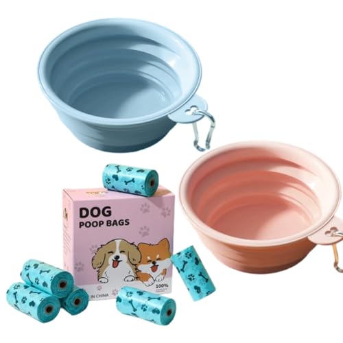 Ciotola pieghevole per cani da 1000 ml, confezione da 2 ciotole da viaggio per cani, gatti, cuccioli, animali a prova di perdite, per passeggiate ed escursioni all'aperto