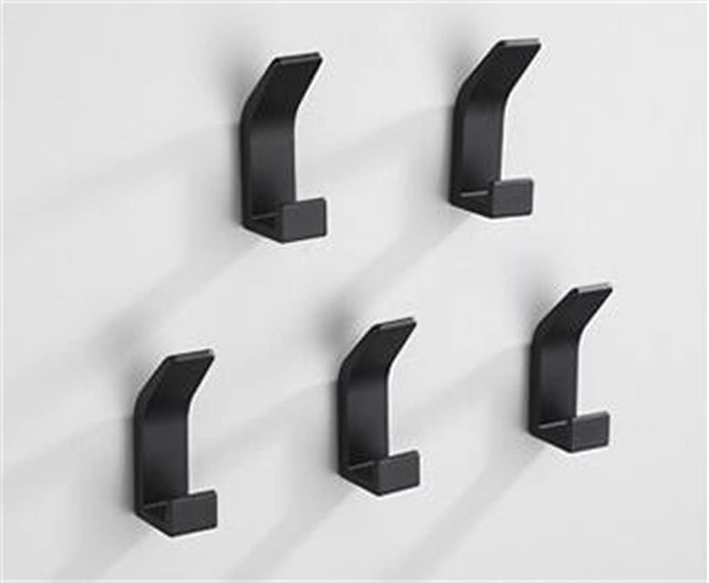 5PCS Hook Black White Towel Hook for Bathroom Clothes Hook Bedroom Robe Hook Coat Hook for Livingroom Kitchen Accessories(D)