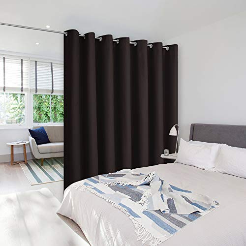 Image of NICETOWN Room Dividers Curtain Screen Partitions, Patio Sliding Door Curtain, Wide Blackout Curtains, Keep Warm Draperies, Sliding Glass Door Drapes (1 Piece, 8.3ft Width x 7ft Length, Toffee Brown)