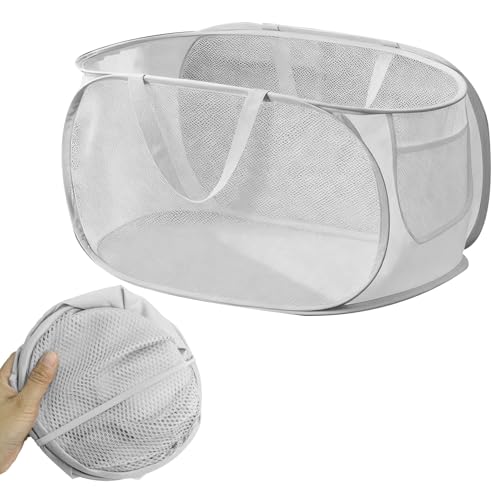 Paniers à Linge Pliable, 70L+ Corbeille à Linge Sale avec Poignées, Pop Up en Panier Rangement Linge Grand Capacité, pliable et Portable pour Laverie,...