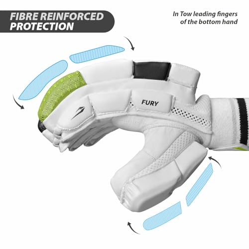 Image of DSC Leather Fury Cricket Batting Gloves for Mens, Size - Mens, Right Hand, White