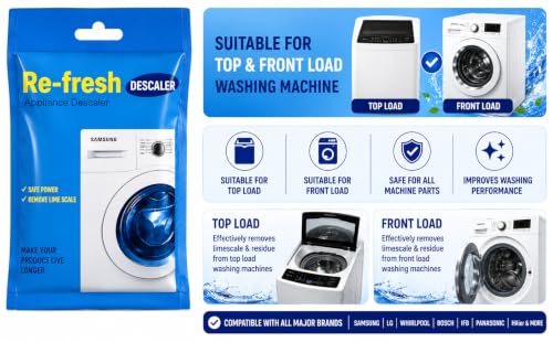 Image of Washing Machine Drum Cleaning Powder Compatible For Samsung Washing Machine Front Load and Top Load, Washing Machine Cleaning Powder -100 gm (Pack Of 10)