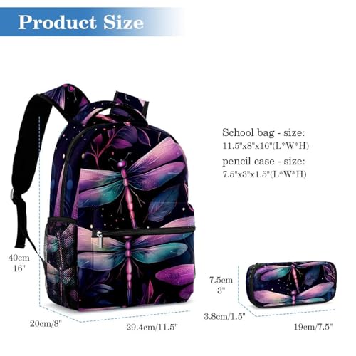 Cartable libellule fluo 2 pièces à grande capacité pour le collège - 2