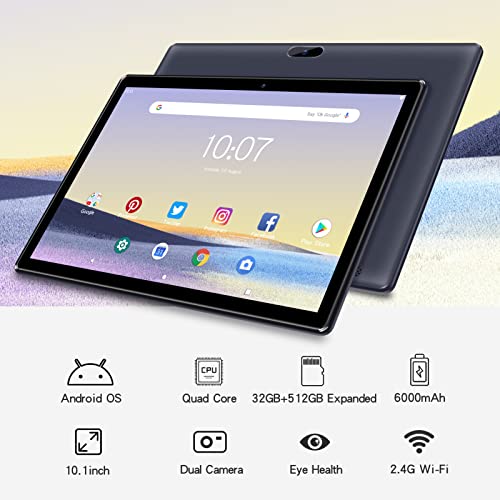 PRITOM Tablet 10 Zoll Android 10 Phone Tablet 3G, SIM, 64 GB Quad Core, (TF 512 GB), 6000 mAh Akku, 8 MP Rückkamera, unterstützt 3G-Anrufe, WLAN, GPS, Bluetooth, USB Typ C, schwarz – Bild 5
