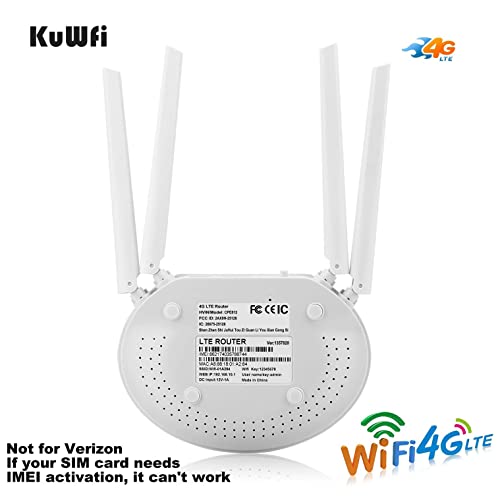 Kuwfi Lte Router 300Mbps Unlocked 4G Wireless Wifi Internet Router With Sim Card Slot 4Pcs Non-Detachable Antennas Mobile Wifi Hotspot Support B1/B3/B7/B8/B20 [Not For Usa] #TOP1