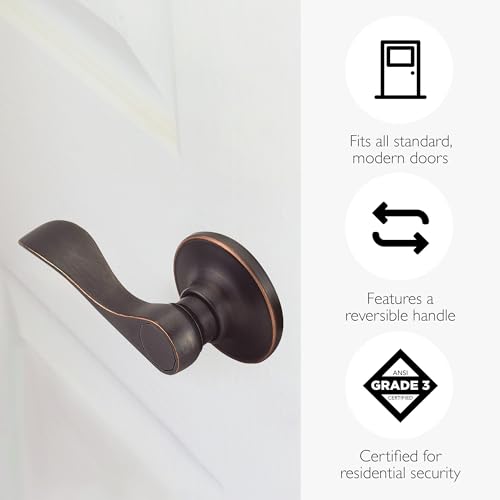 Image of Design House Springdale Passage Door Lever, Oil Rubbed Bronze | Surface, Transitional, Brass, Hardware, 700526