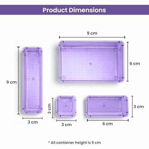 Image of ALOXE Drawer Organizer Makeup Organizer Box Purple Multipurpose Drawer Organisers Storage Box For Cosmetic, Jewellery, Office, Kitchen Items (16 Pcs)