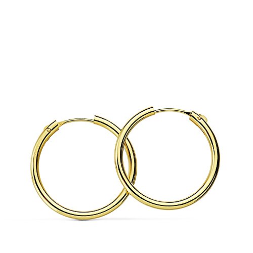 Pendientes oro 18k aro redondos lisos 18mm. [AA7332]