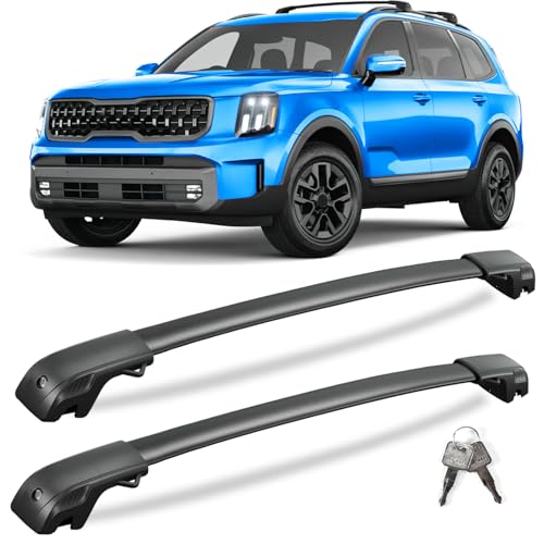 KINGGERI 220lbs Lockable Roof Rack Cross Bars Compatible with Kia Telluride X-PRO X-LINE 2023 2024 2025 with Raised Side Rails, Heavy Duty Aluminum Roof Rails Crossbars Luggage Accessories