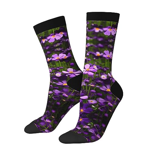 Purple Flowers Adult Sports Socks-Men'S Cotton Mid-Calf Socks:A Fusion Of Comfort,Style,And Functionality2
