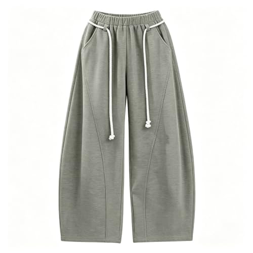 GOSEAGOTOFUN Barrel Sweatpants Women Baggy Fleece Lined Sweat Pants High Waisted Wide Leg Casual Pants Fall Fashion Joggers Grey Small - image 3