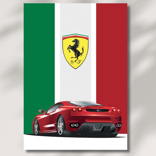 Image of Live Mad Live Crazy Ferrari Portrait Single Wall Paper Poster, A3 Size, 16.5L X 11.7W Inches Unframed Art Prints - Home, Bedroom, Living Room & Decor - Aesthetic, Matt Finish, Frame Not Included