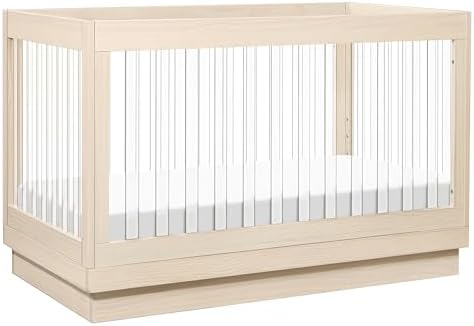 babyletto Harlow 3-in-1 Convertible Crib, Washed Natural with Acrylic Slats