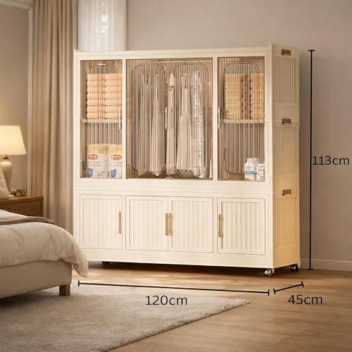 Image of Mevigo Door Plastic Wardrobe for Kids| Almirah and Wardrobe for Baby Clothes| Modular Storage Cabinet with Wheel Organizer for Cupboard Rack for Clothes /Shoes /Books /Toy (White-TG651, 9- Door)