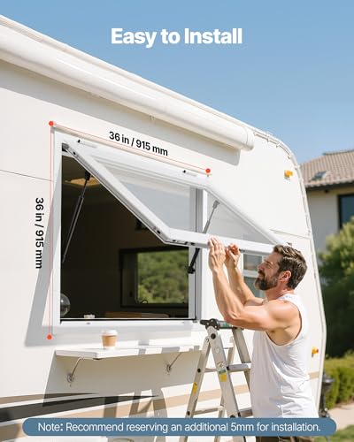 Image of VEVOR Concession Window Aluminum Alloy Frame Service Windows for Food Truck, Up to 85 Degrees Stand Serving Window with Awning Door and Drag Hook(whole piece, 36x36in)