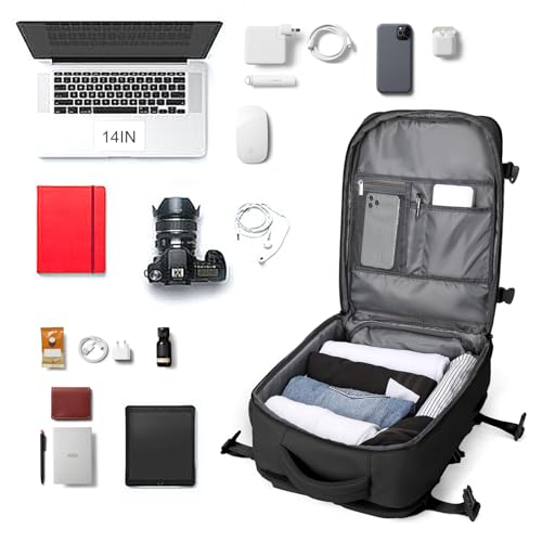 Image of coowoz Travel Backpack For Women Men Airline Approved,Black Carry On Backpack,Large Hiking Laptop College Backpacks Waterproof Outdoor Sports Rucksack Casual Daypack Fit 15.6 Inch Backpacks