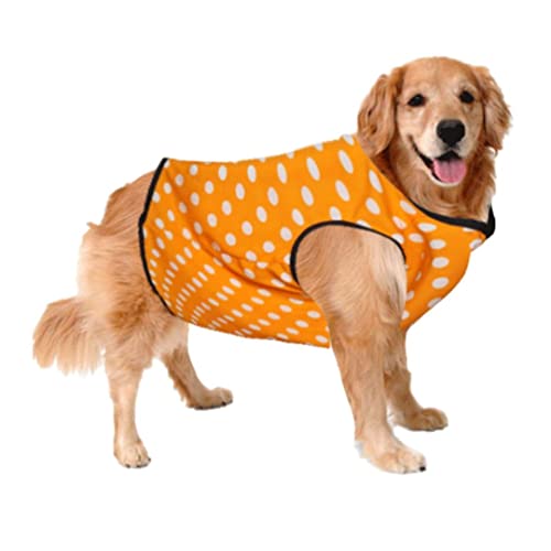 Image of Sage Square Crazy Printed Dog T-Shirt, Trending Dog T-Shirt, Ultra Soft & Light Weight, Comfortable & Breathable Dog Apparel, Trendy Outfit (XXLarge - 28 inch) (Polka Orange)