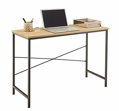Closetmaid Writing Desk Or Console Table For Office, Entryway Or Living Room, Industrial Modern Design, Wood With Black Metal Frame, Natural Finish #TOP3