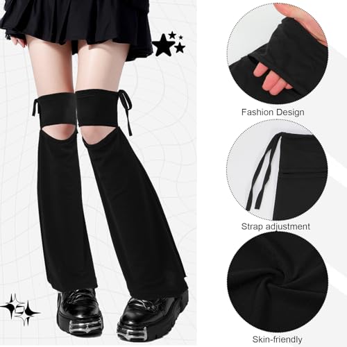 XEPST 2 Pairs Flared Leg Warmers Goth Leg Warmers Harajuku Japanese Long Boot Socks for Women Fashion Accessories2