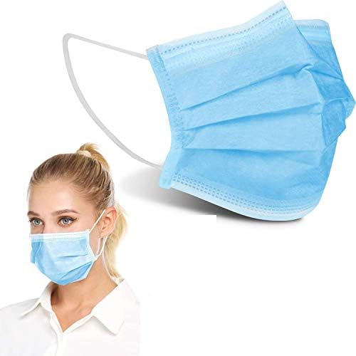 200 PCS -3-Layer Protective Disposable Face Masks, Breathable Face Mask,High Filterability, Sutaible For Sensitive Skin (Blue)