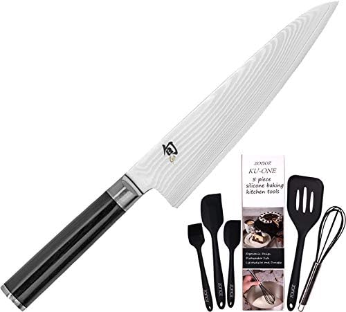 Shun DM0760 Classic Asian Chef's Knife, 7-Inch & Zonoz Premium 5-Piece Silicone Spatula Set (Bundle)