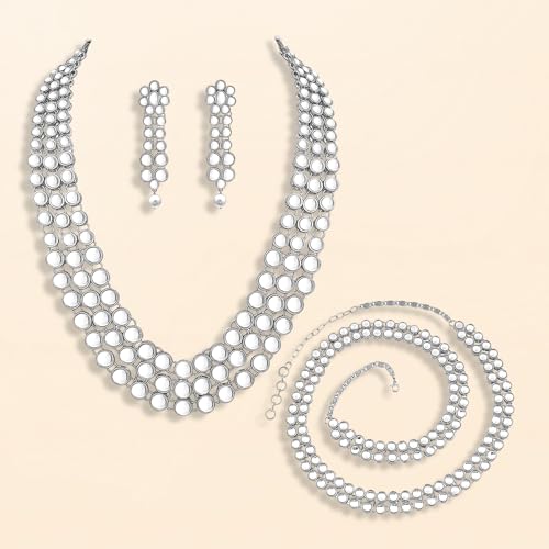 Image of Peora Anuskha Sharma Inspired Kundan Necklace & Jewelry Set Gift For Women
